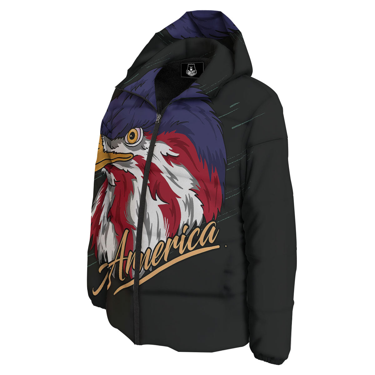 USA Eagle Patriotic Print Down Jacket-grizzshop