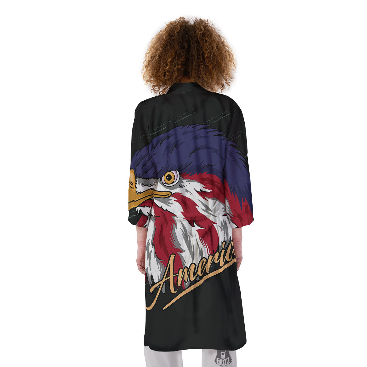 USA Eagle Patriotic Print Kimono-grizzshop