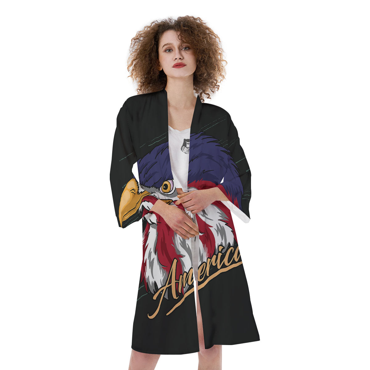 USA Eagle Patriotic Print Kimono-grizzshop