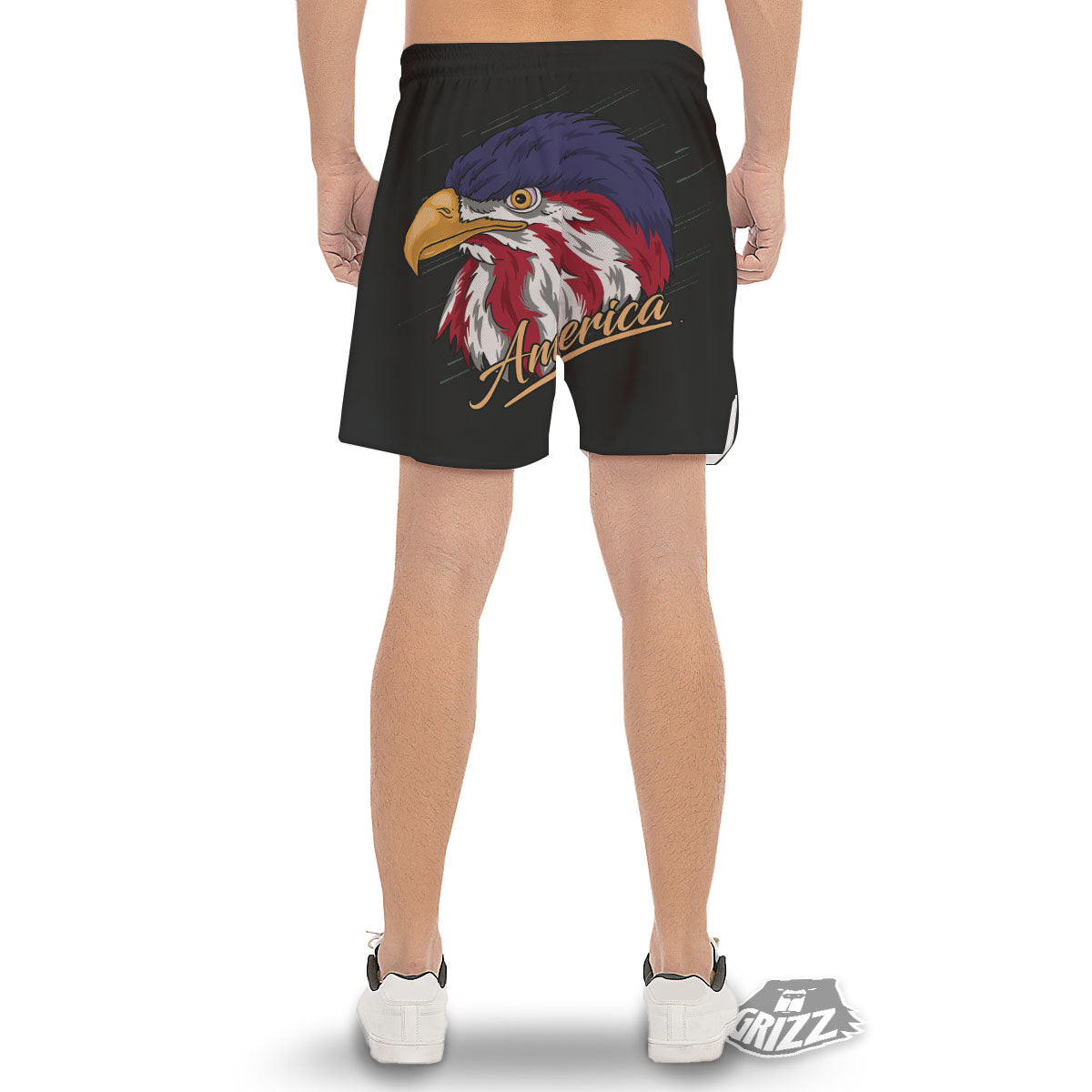 USA Eagle Patriotic Print Men's Gym Shorts-grizzshop