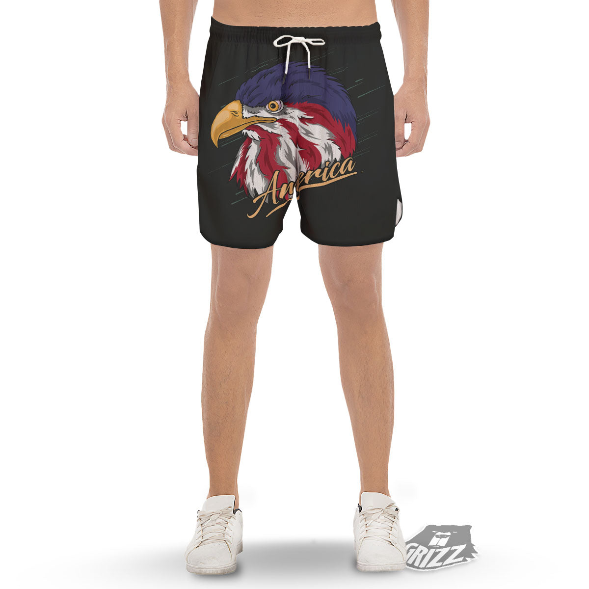 USA Eagle Patriotic Print Men's Gym Shorts-grizzshop