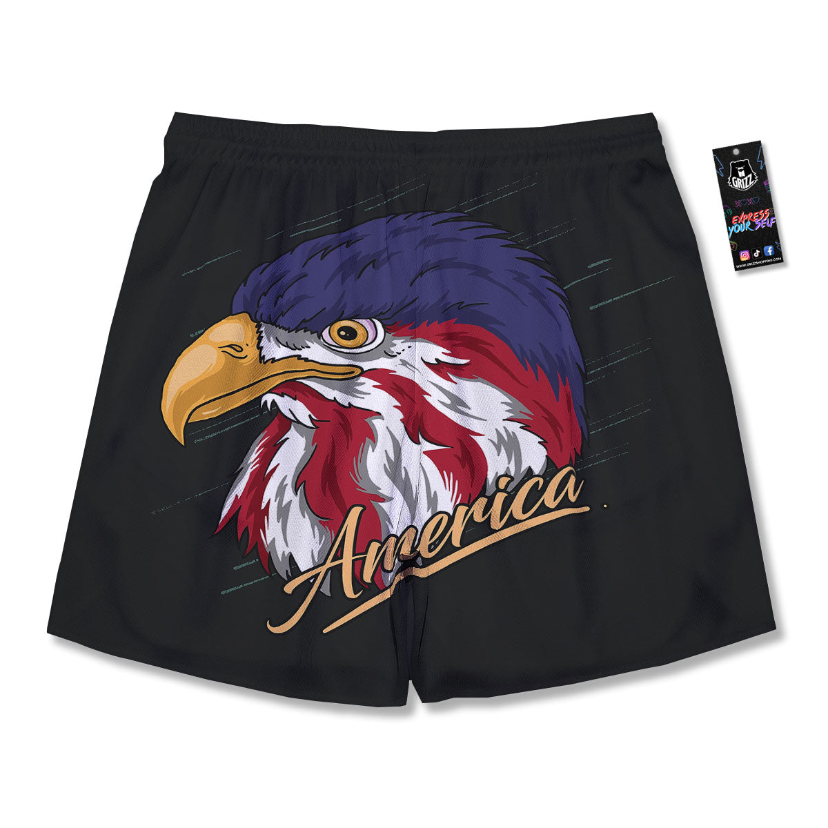 USA Eagle Patriotic Print Men's Running Shorts-grizzshop