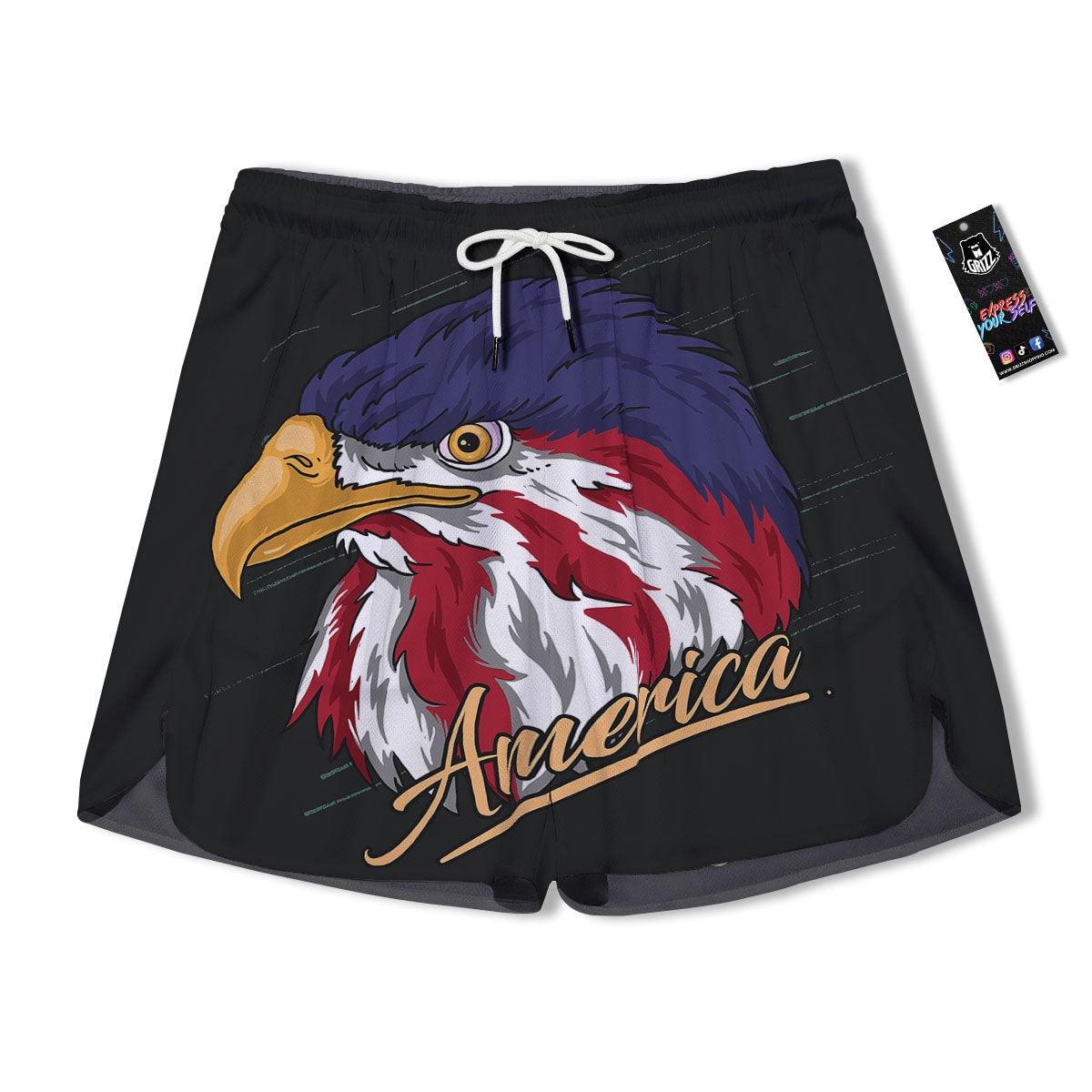 USA Eagle Patriotic Print Men's Running Shorts-grizzshop