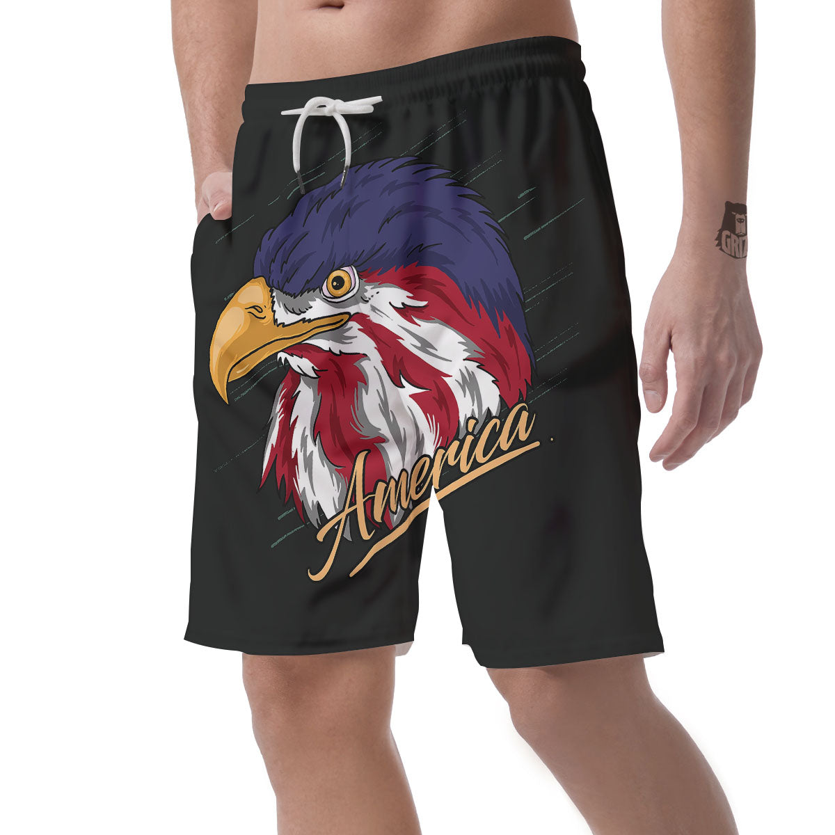 USA Eagle Patriotic Print Men's Shorts-grizzshop