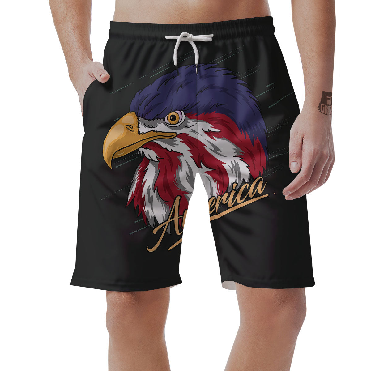 USA Eagle Patriotic Print Men's Shorts-grizzshop