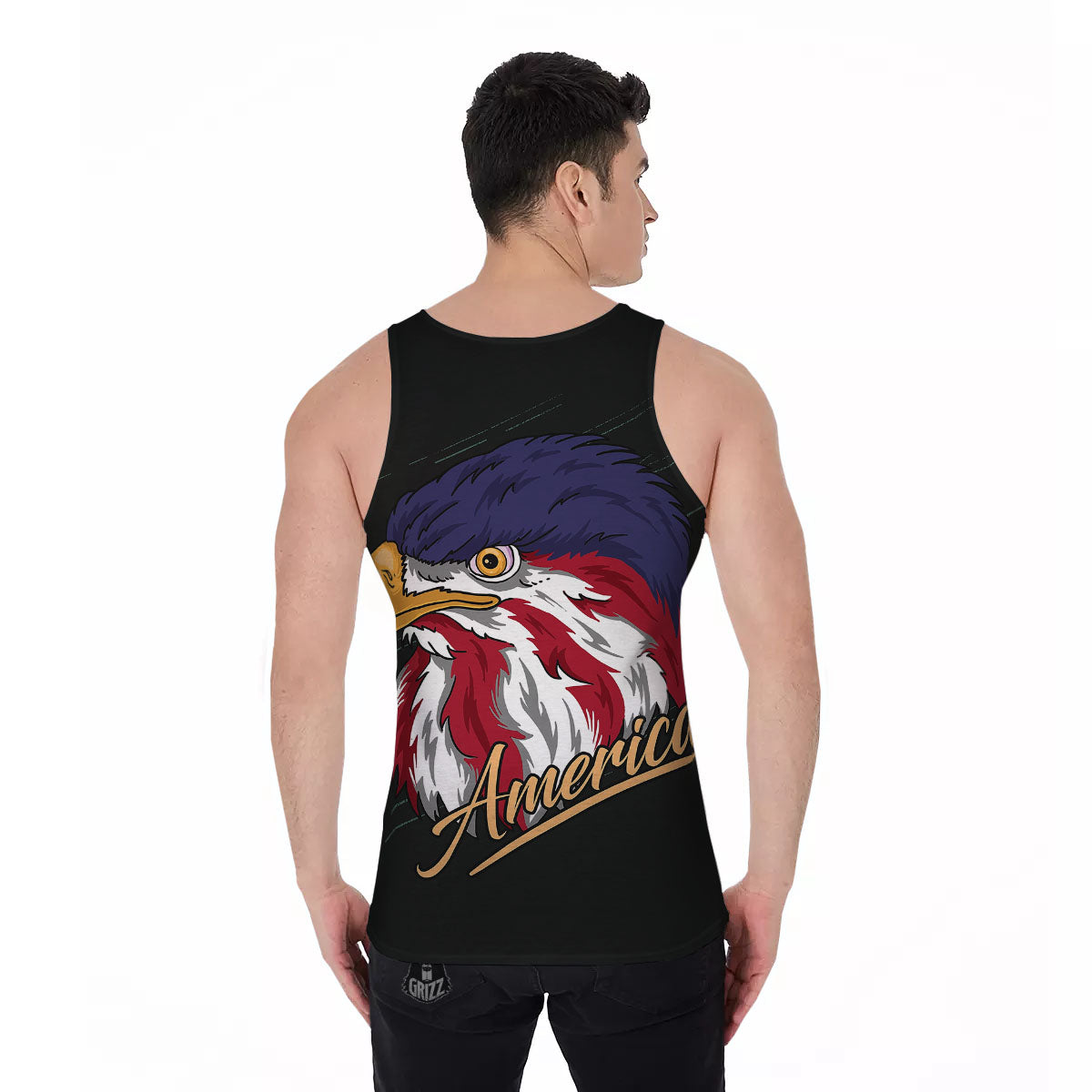 USA Eagle Patriotic Print Men's Tank Top-grizzshop