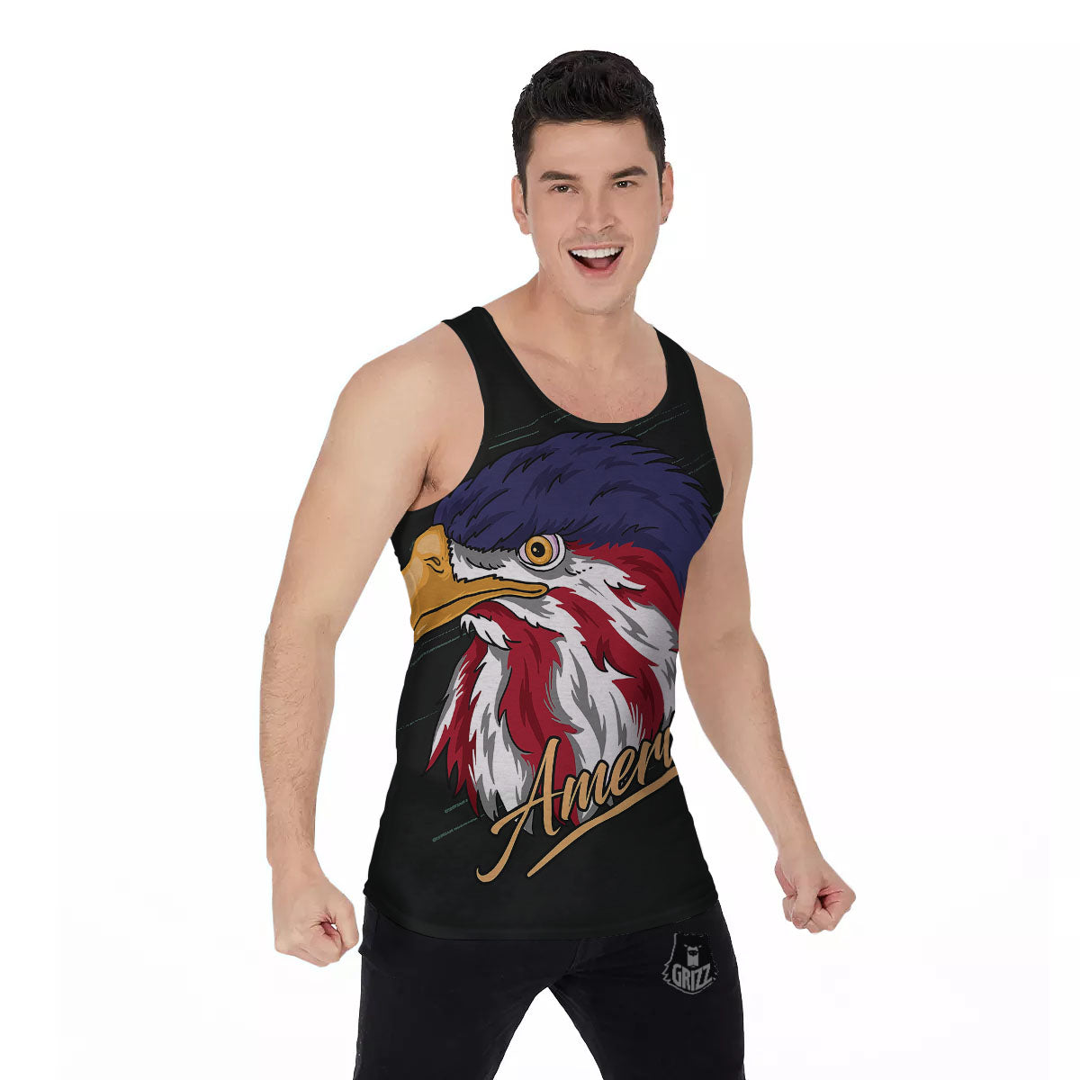 USA Eagle Patriotic Print Men's Tank Top-grizzshop