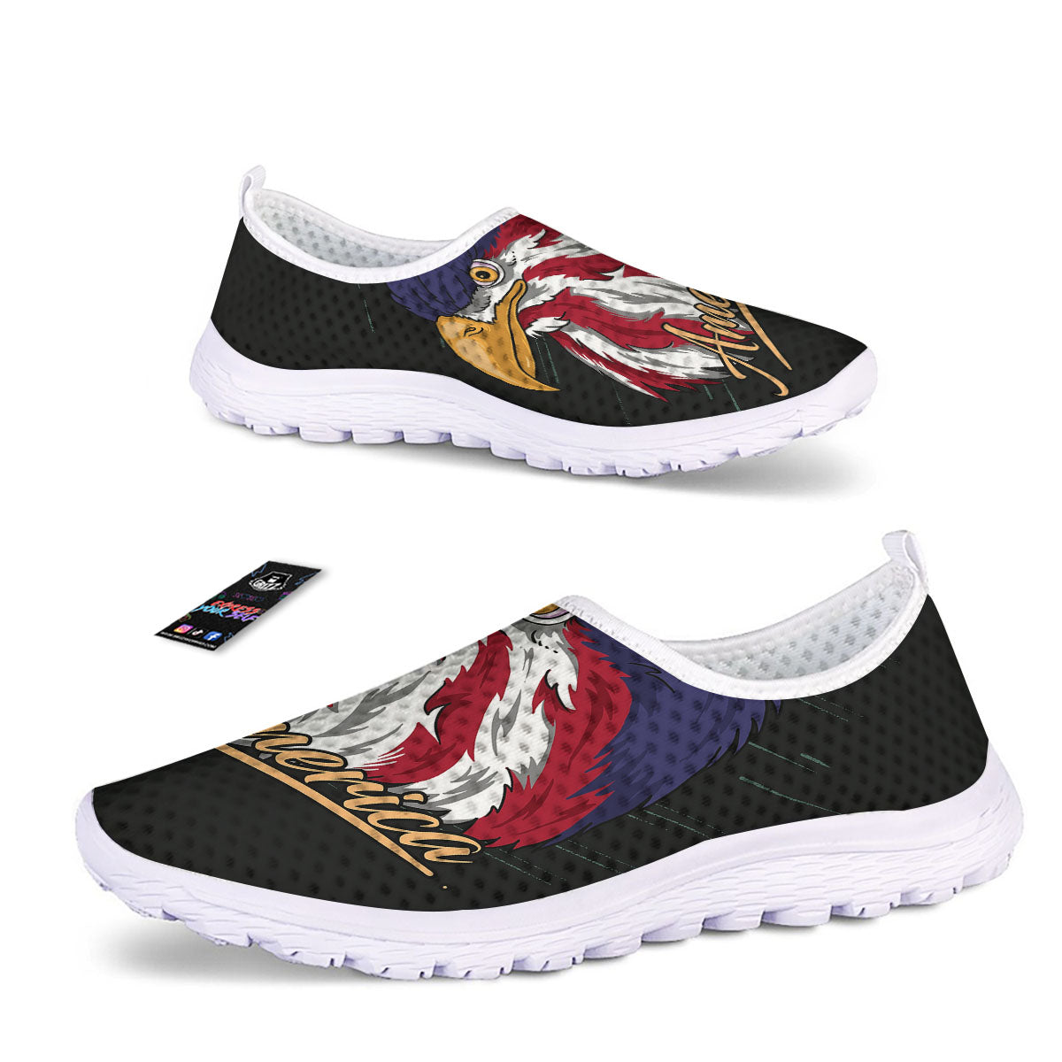 USA Eagle Patriotic Print Nurse Shoes-grizzshop