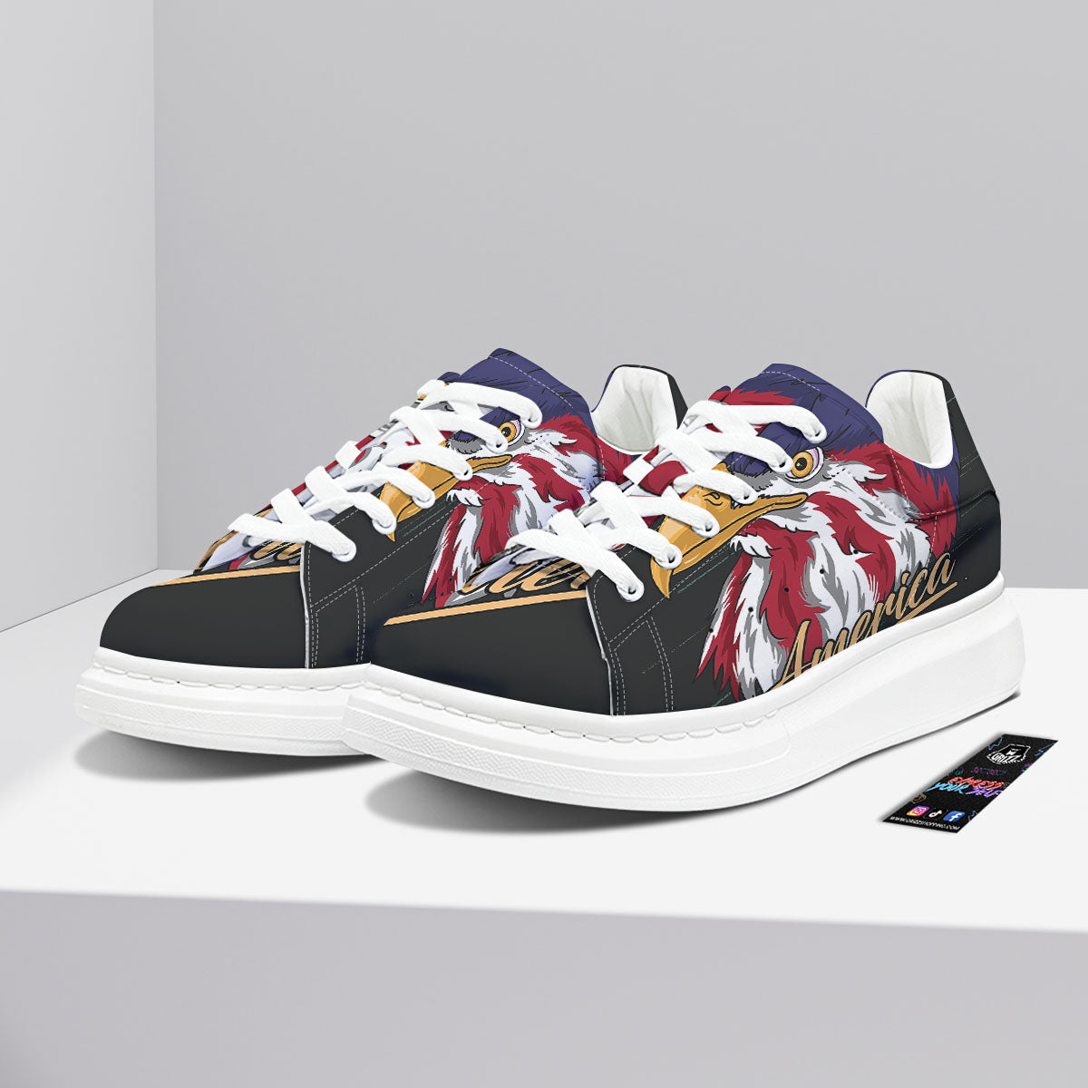 USA Eagle Patriotic Print Platform Shoes-grizzshop