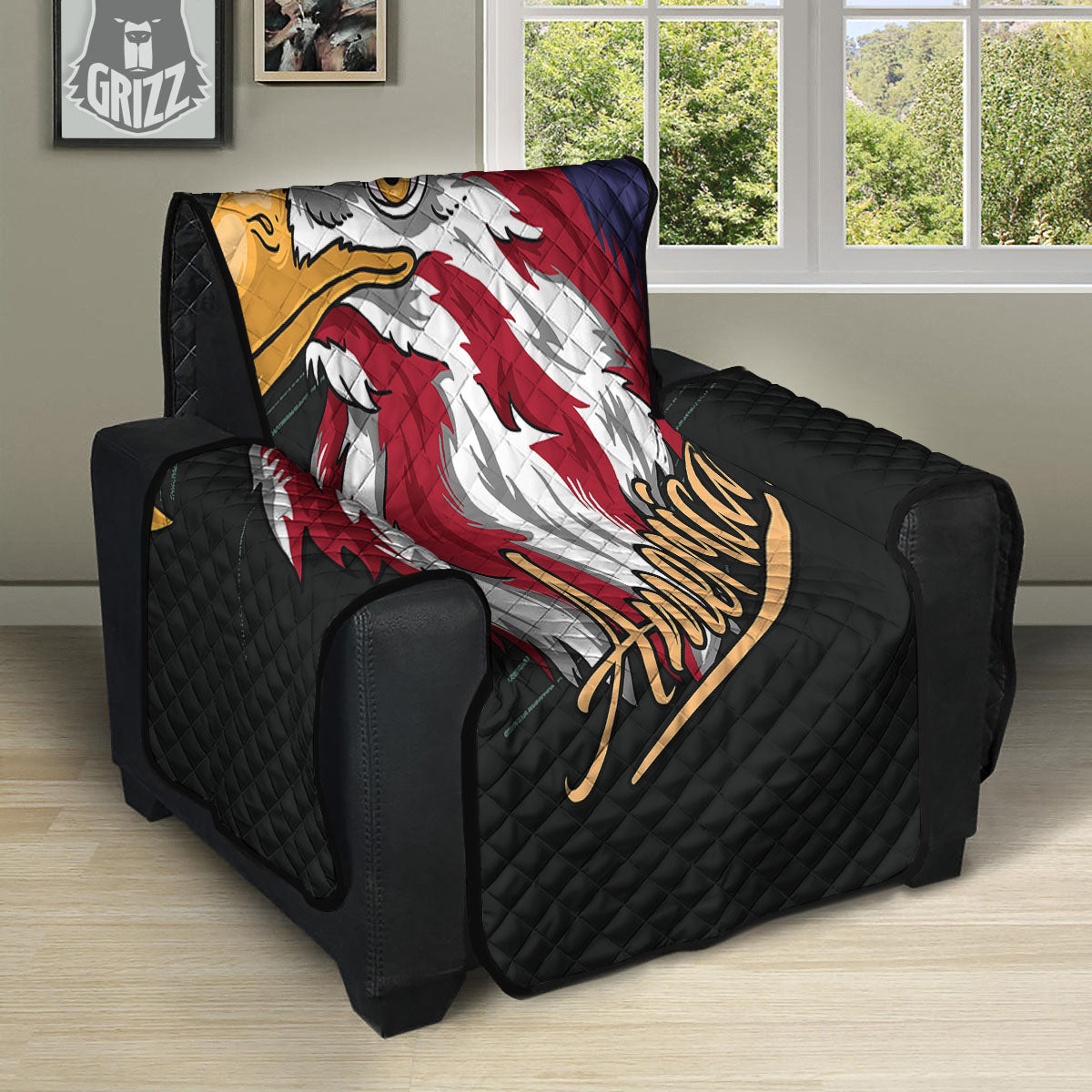 USA Eagle Patriotic Print Recliner Protector-grizzshop