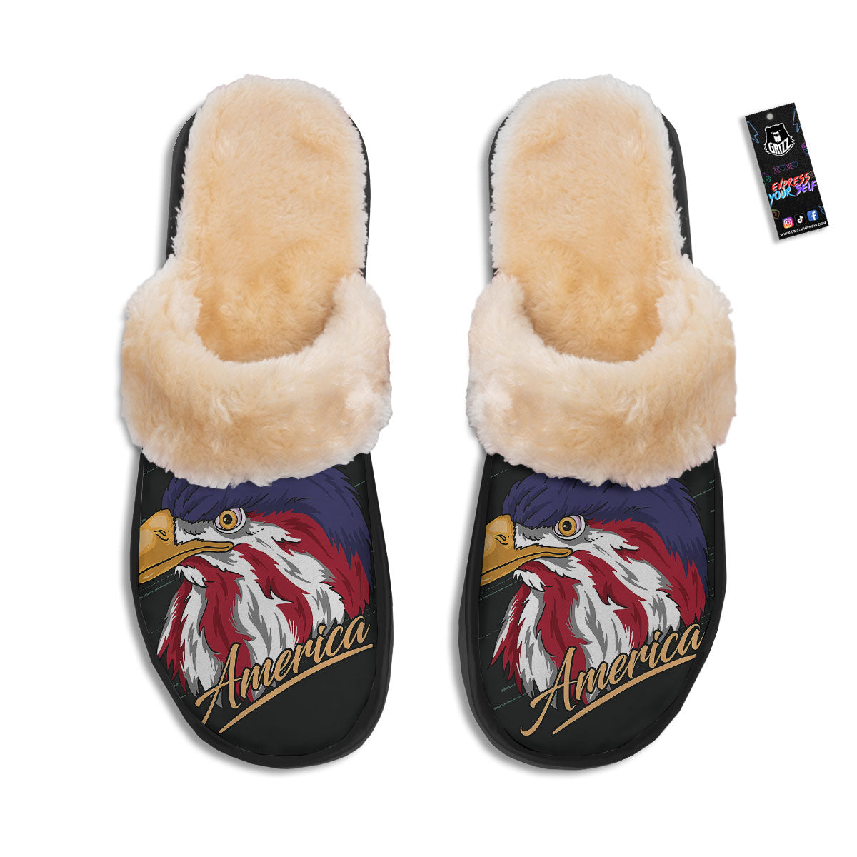 USA Eagle Patriotic Print Slippers-grizzshop