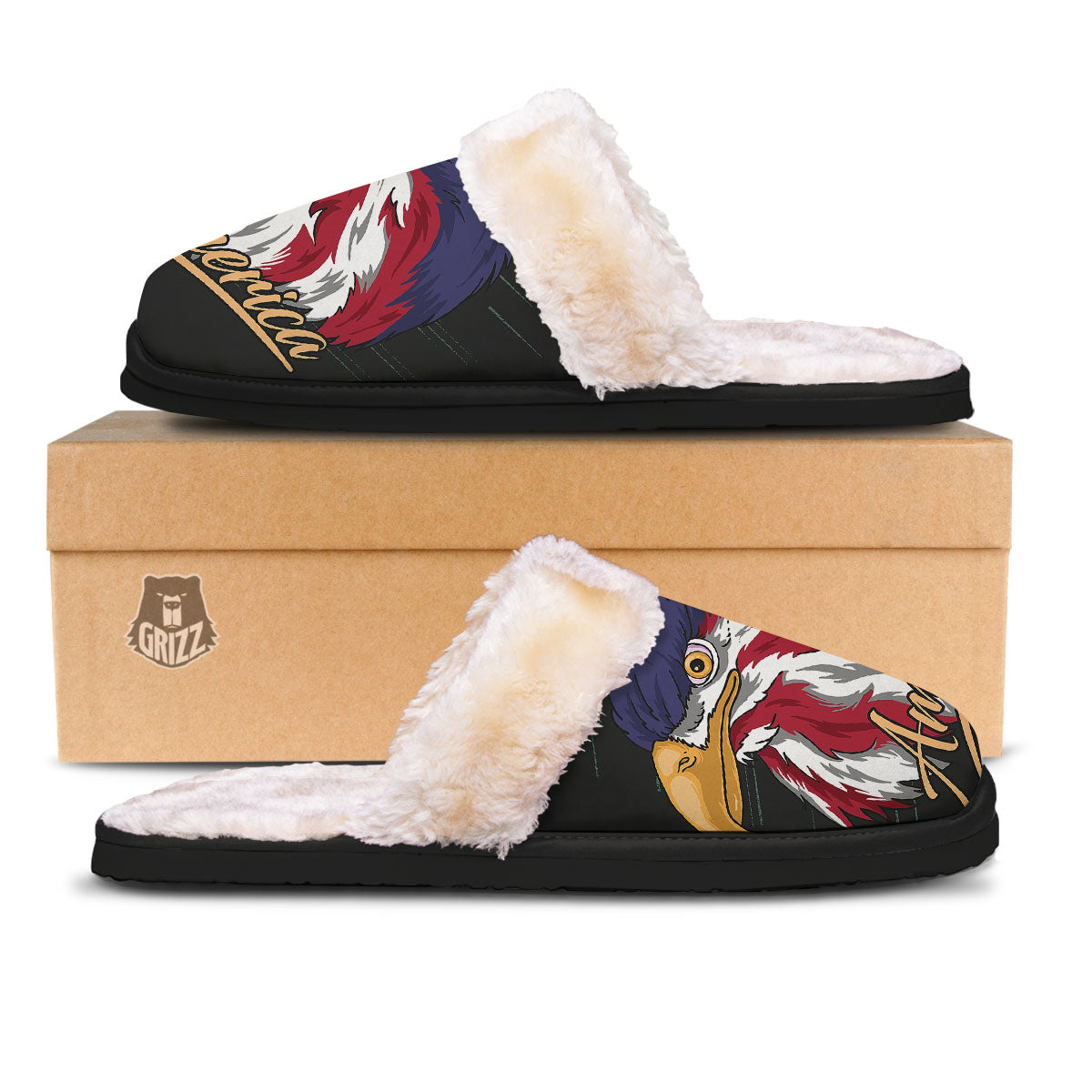 USA Eagle Patriotic Print Slippers-grizzshop