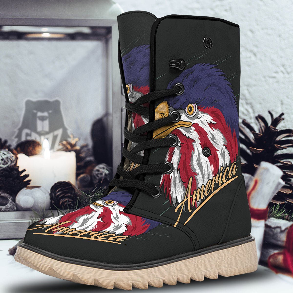 USA Eagle Patriotic Print Snow Boots-grizzshop