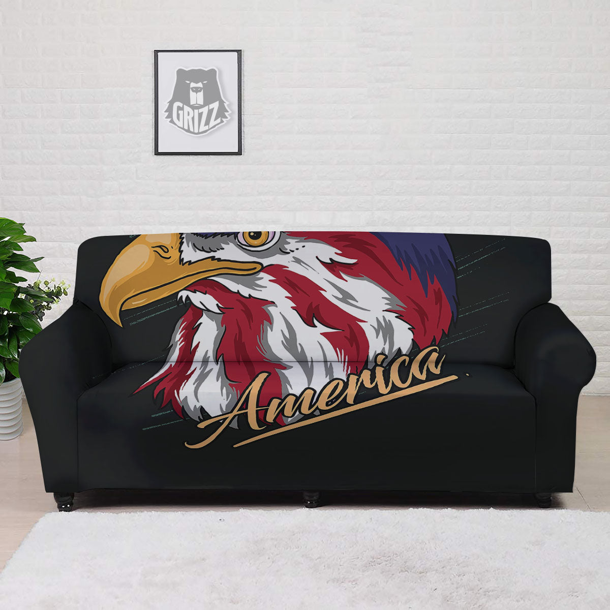 USA Eagle Patriotic Print Sofa Cover-grizzshop