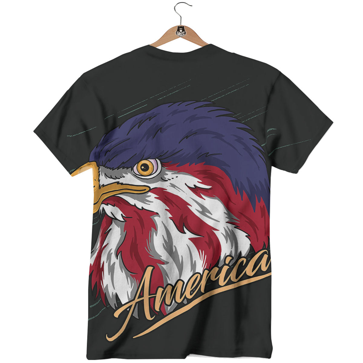 USA Eagle Patriotic Print T-Shirt-grizzshop