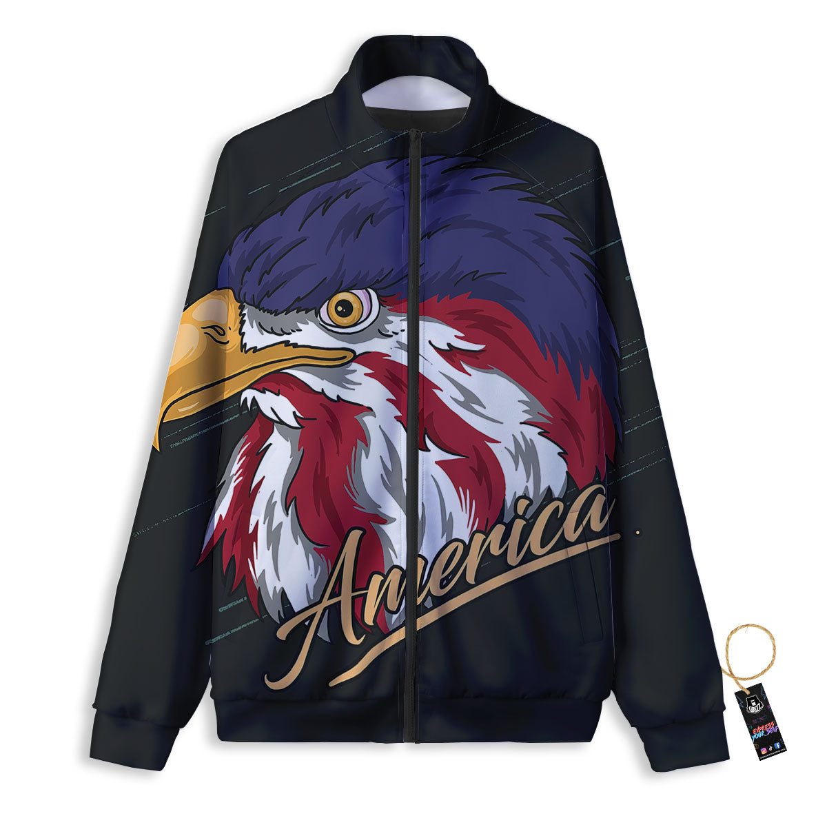 USA Eagle Patriotic Print Track Jacket-grizzshop