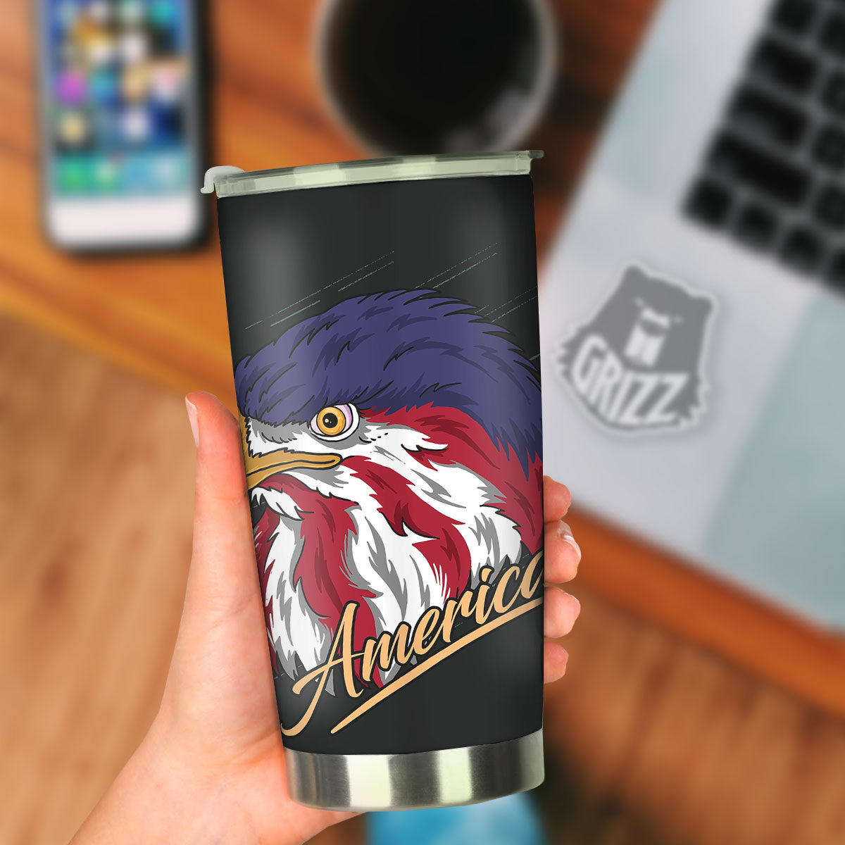 USA Eagle Patriotic Print Tumbler-grizzshop