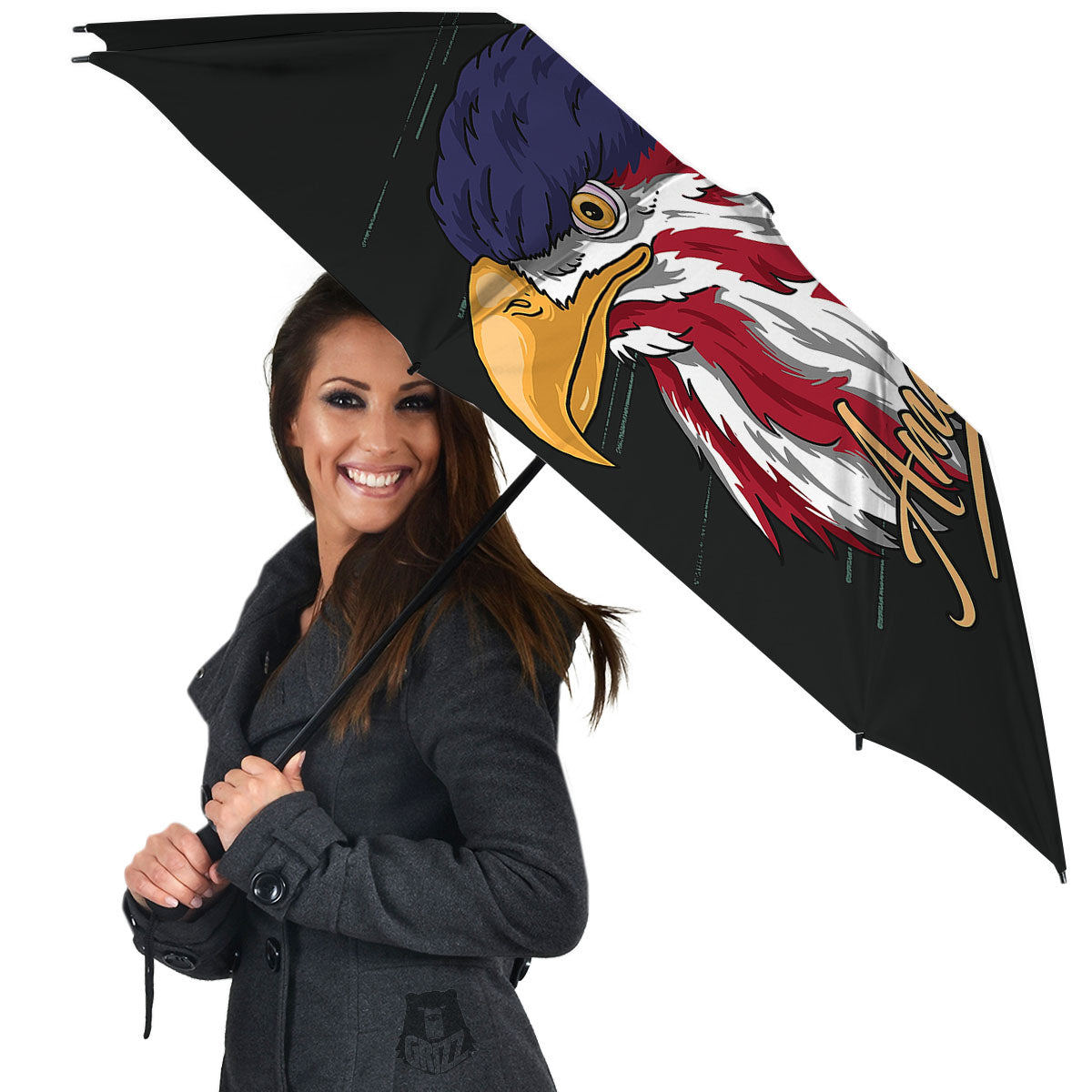 USA Eagle Patriotic Print Umbrella-grizzshop