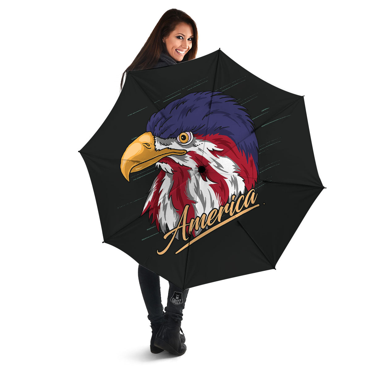 USA Eagle Patriotic Print Umbrella-grizzshop