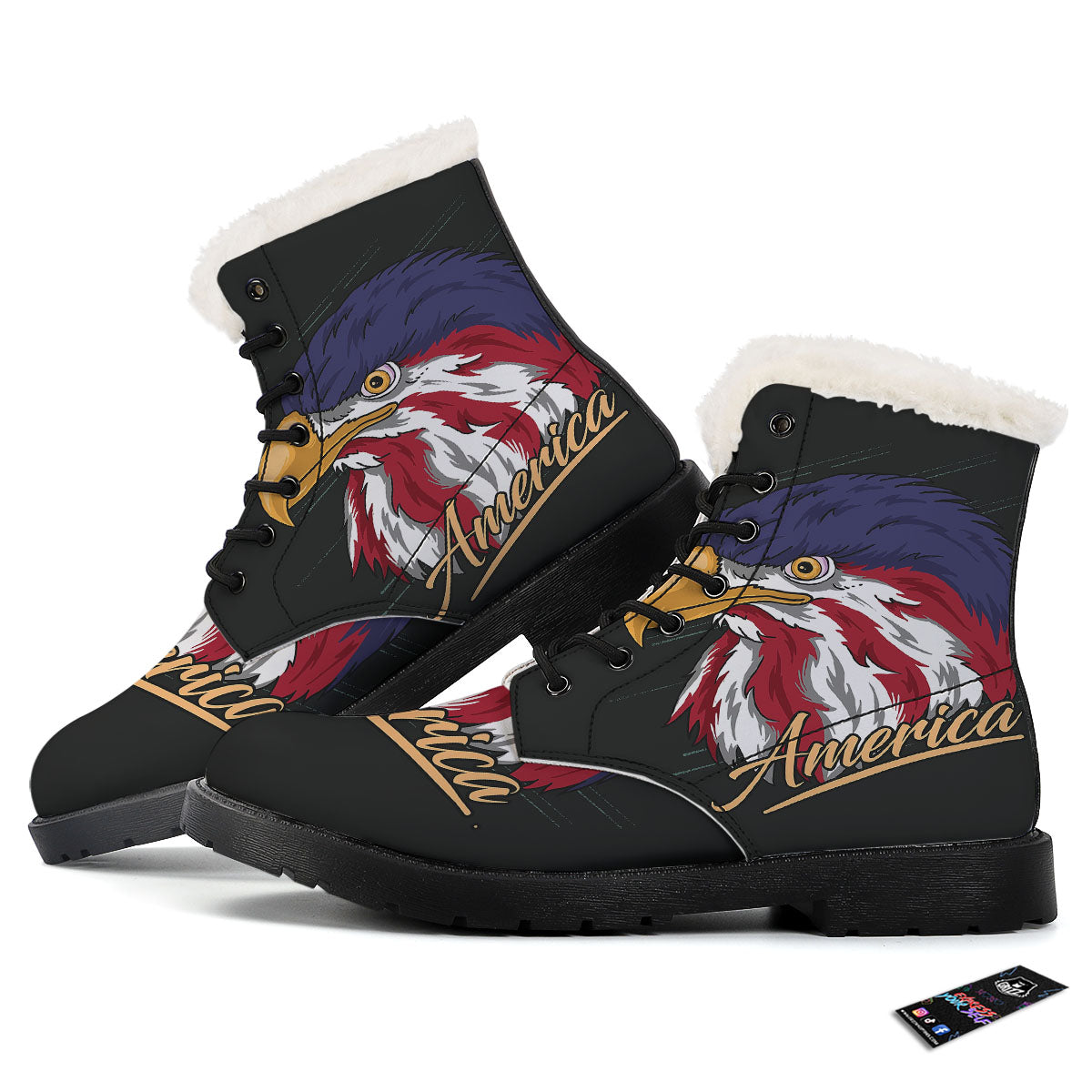 USA Eagle Patriotic Print Winter Boots-grizzshop