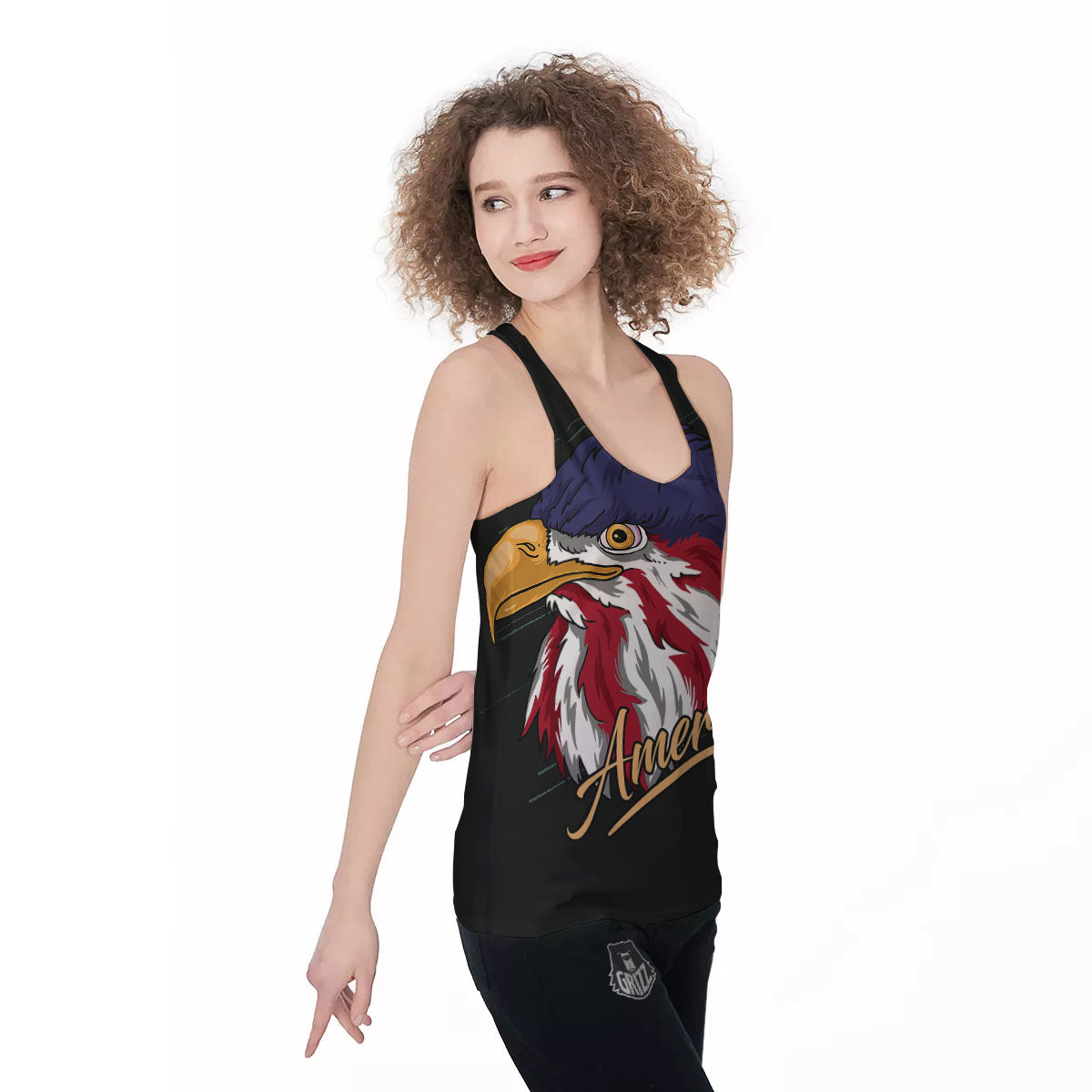 USA Eagle Patriotic Print Women's Racerback Tank Top-grizzshop