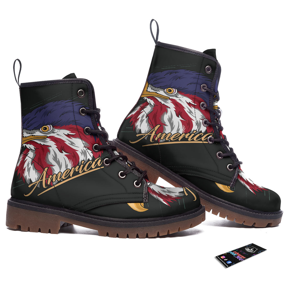 USA Eagle Patriotic Print Work Boots-grizzshop