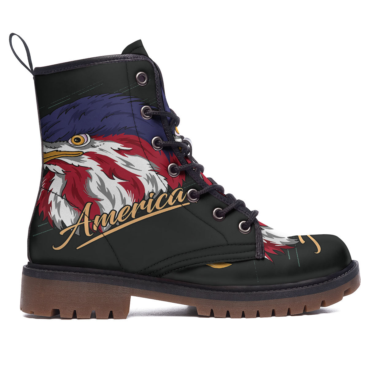 USA Eagle Patriotic Print Work Boots-grizzshop