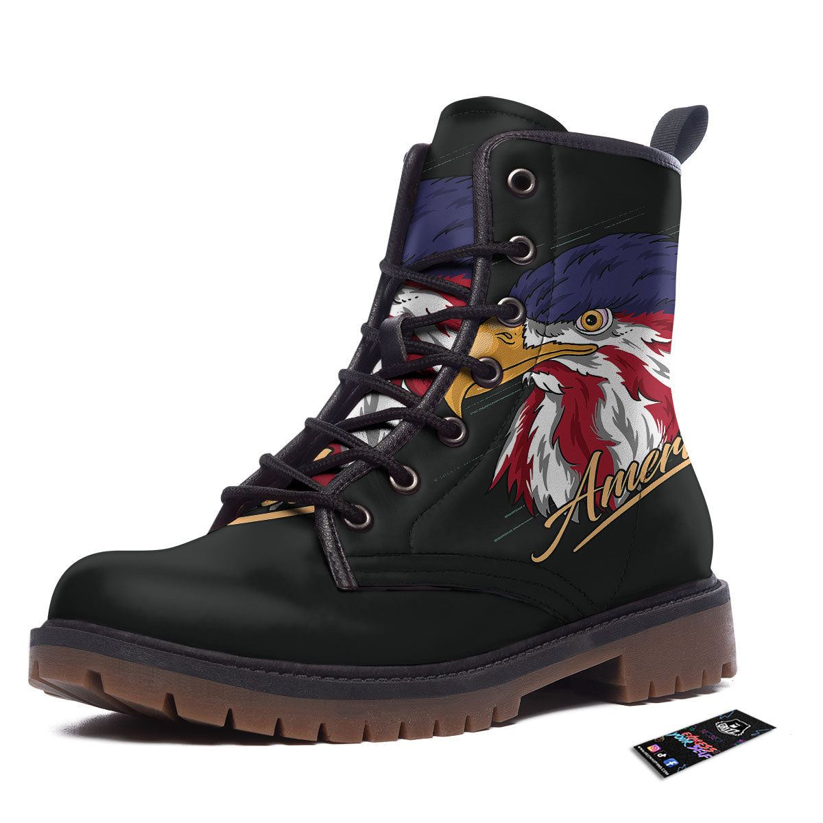 USA Eagle Patriotic Print Work Boots-grizzshop