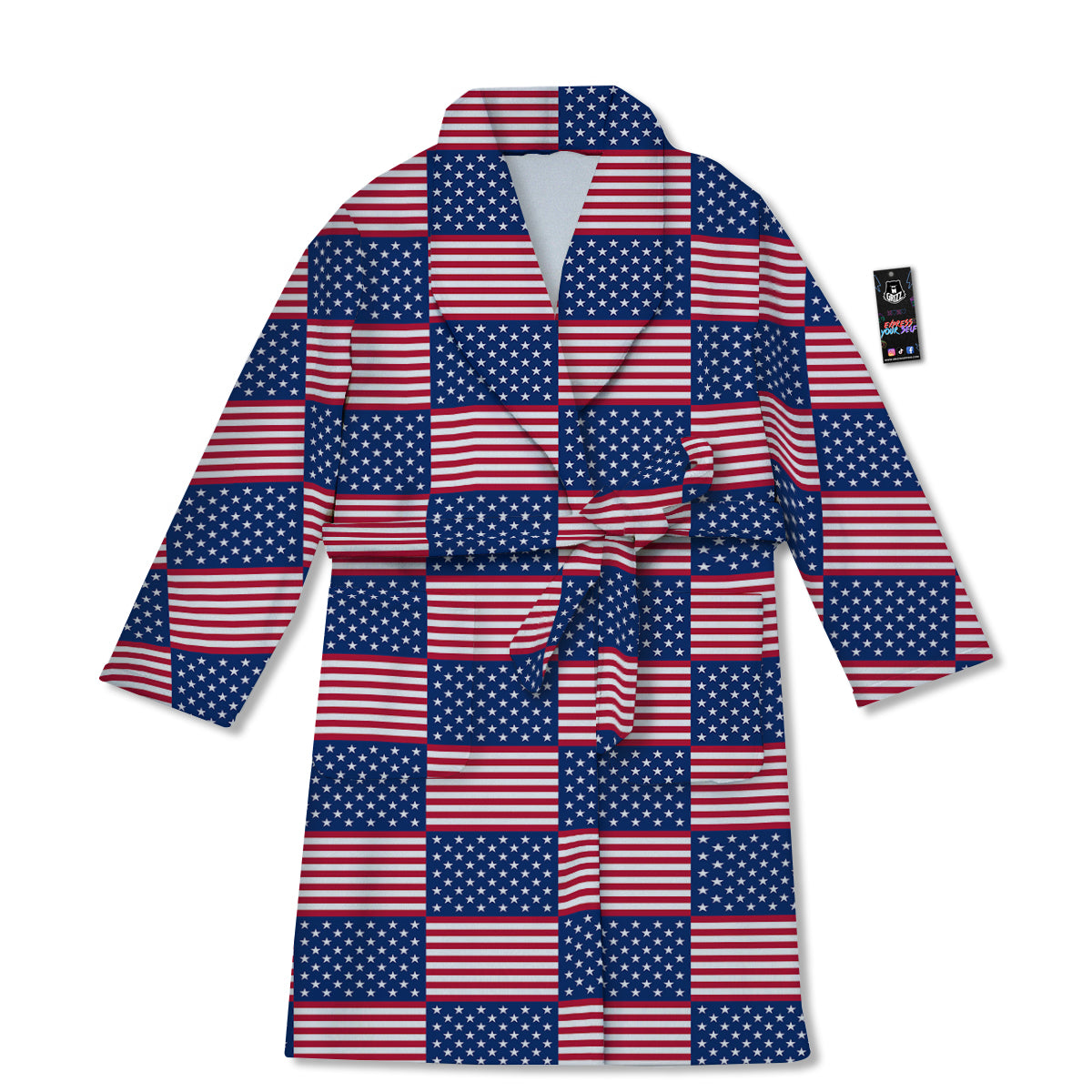 USA Flag 4th of July Print Pattern Bathrobe-grizzshop