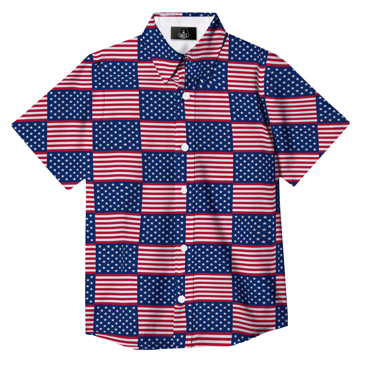 USA Flag 4th of July Print Pattern Button Up Shirt-grizzshop