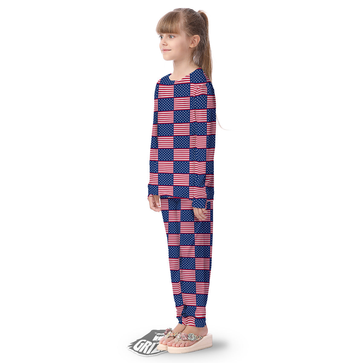 USA Flag 4th of July Print Pattern Kid's Pajamas-grizzshop