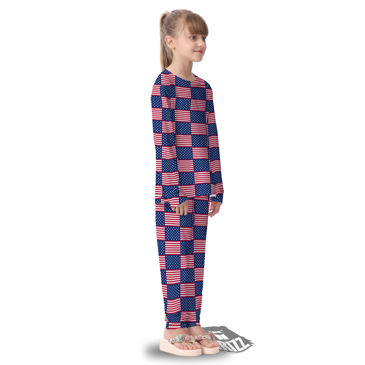 USA Flag 4th of July Print Pattern Kid's Pajamas-grizzshop