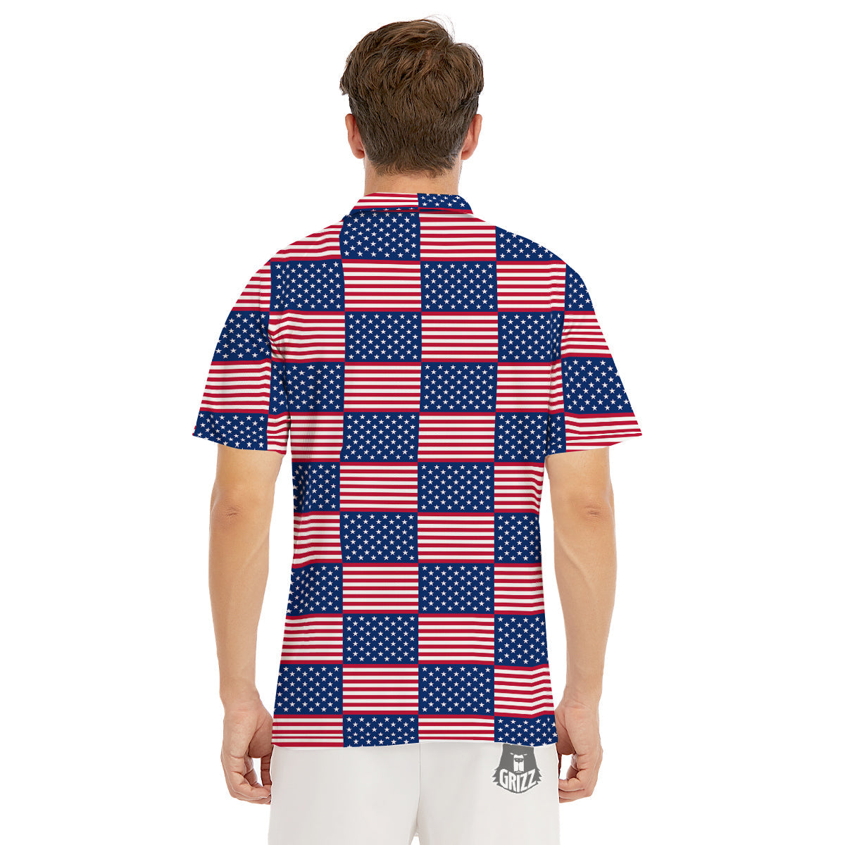 USA Flag 4th of July Print Pattern Men's Golf Shirts-grizzshop