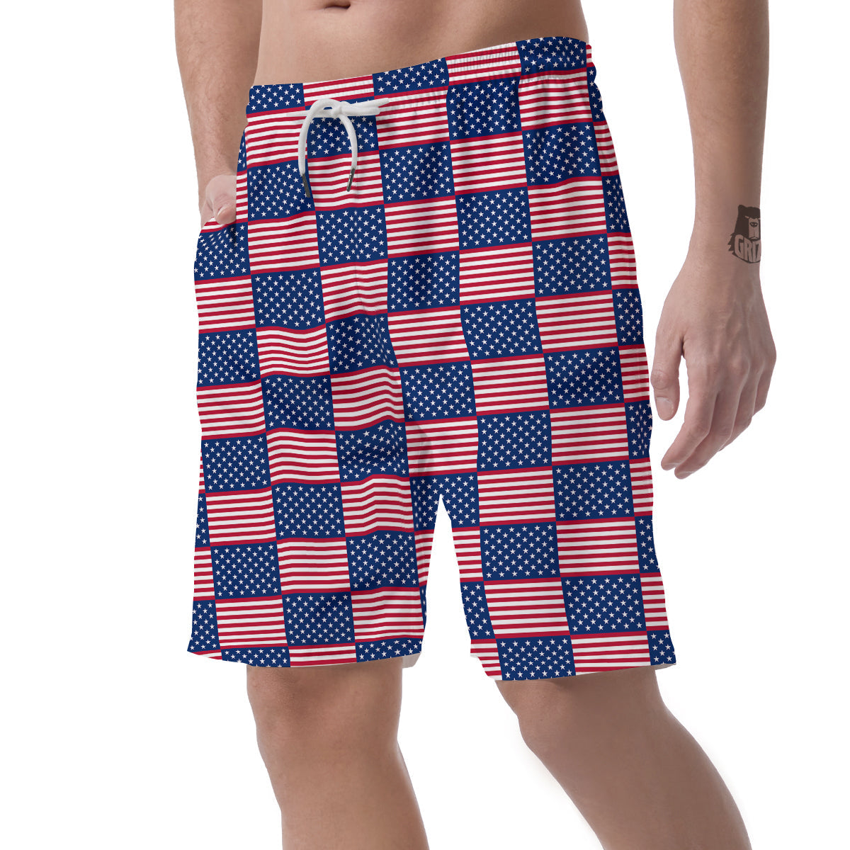 USA Flag 4th of July Print Pattern Men's Shorts-grizzshop