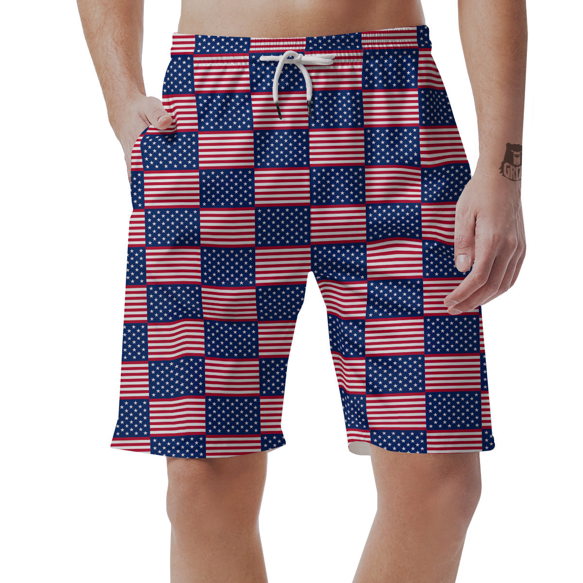 USA Flag 4th of July Print Pattern Men's Shorts-grizzshop