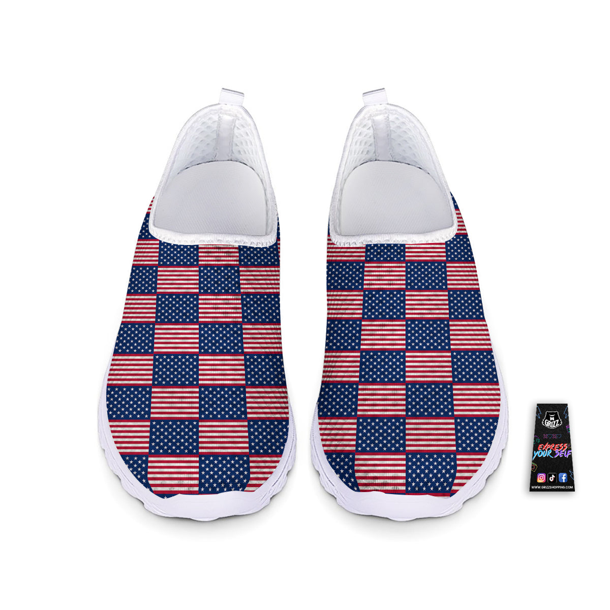 USA Flag 4th of July Print Pattern Nurse Shoes-grizzshop