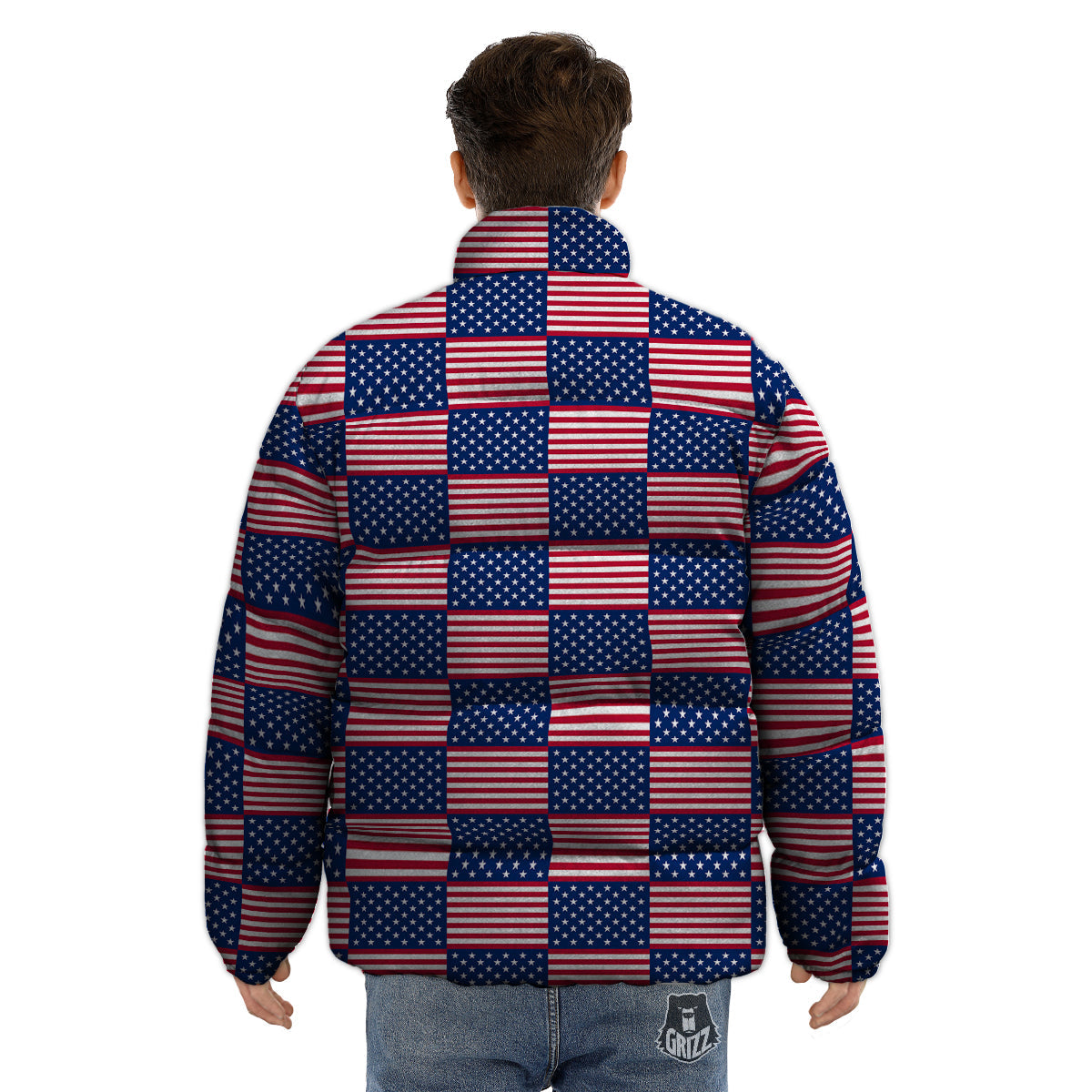 USA Flag 4th of July Print Pattern Puffer Jacket-grizzshop