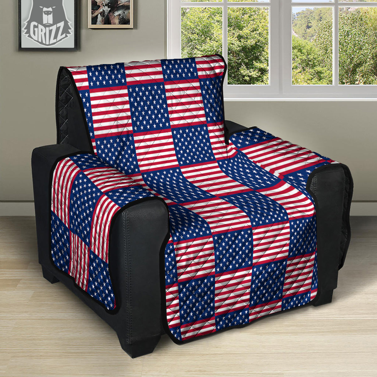 USA Flag 4th of July Print Pattern Recliner Protector-grizzshop