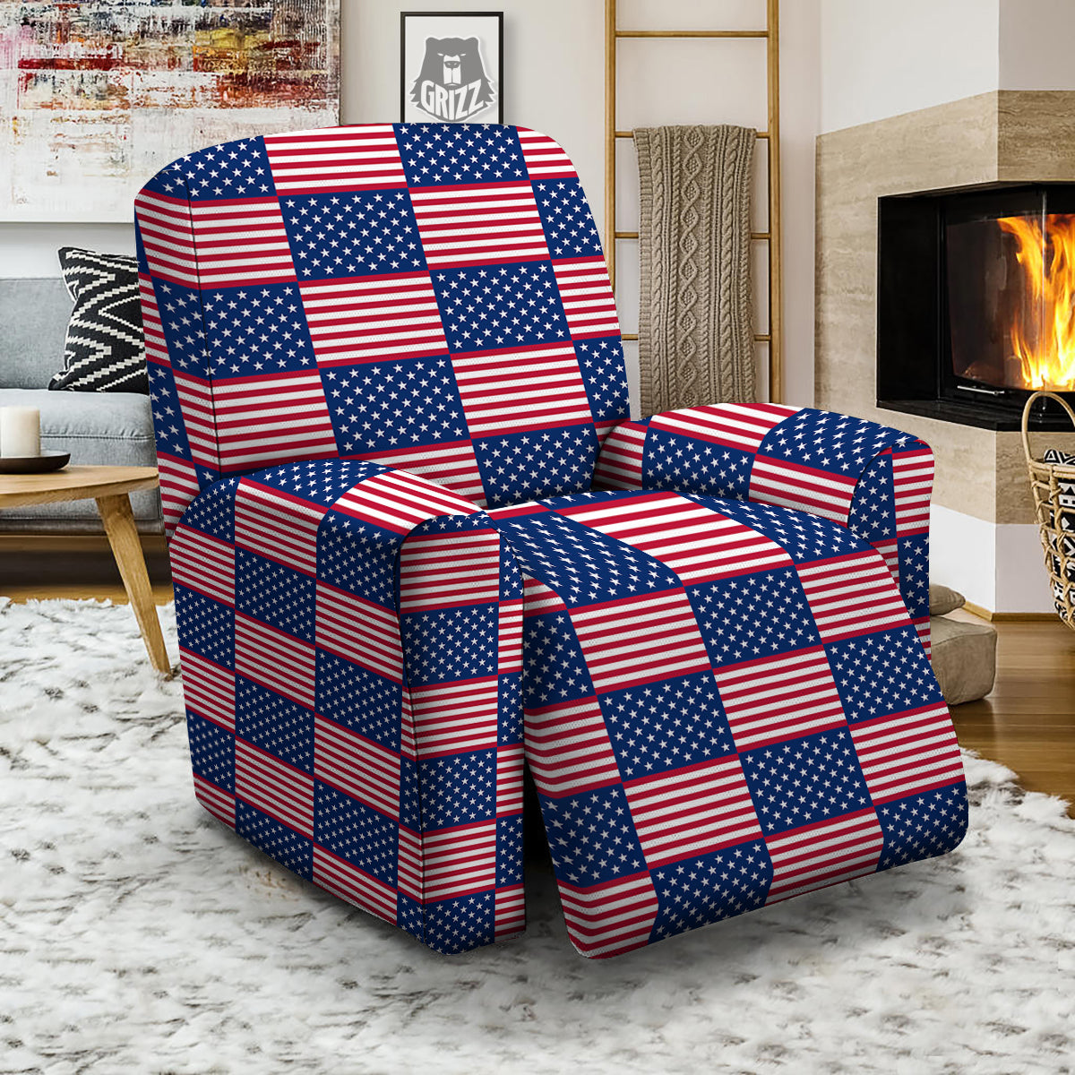 USA Flag 4th of July Print Pattern Recliner Slipcover-grizzshop