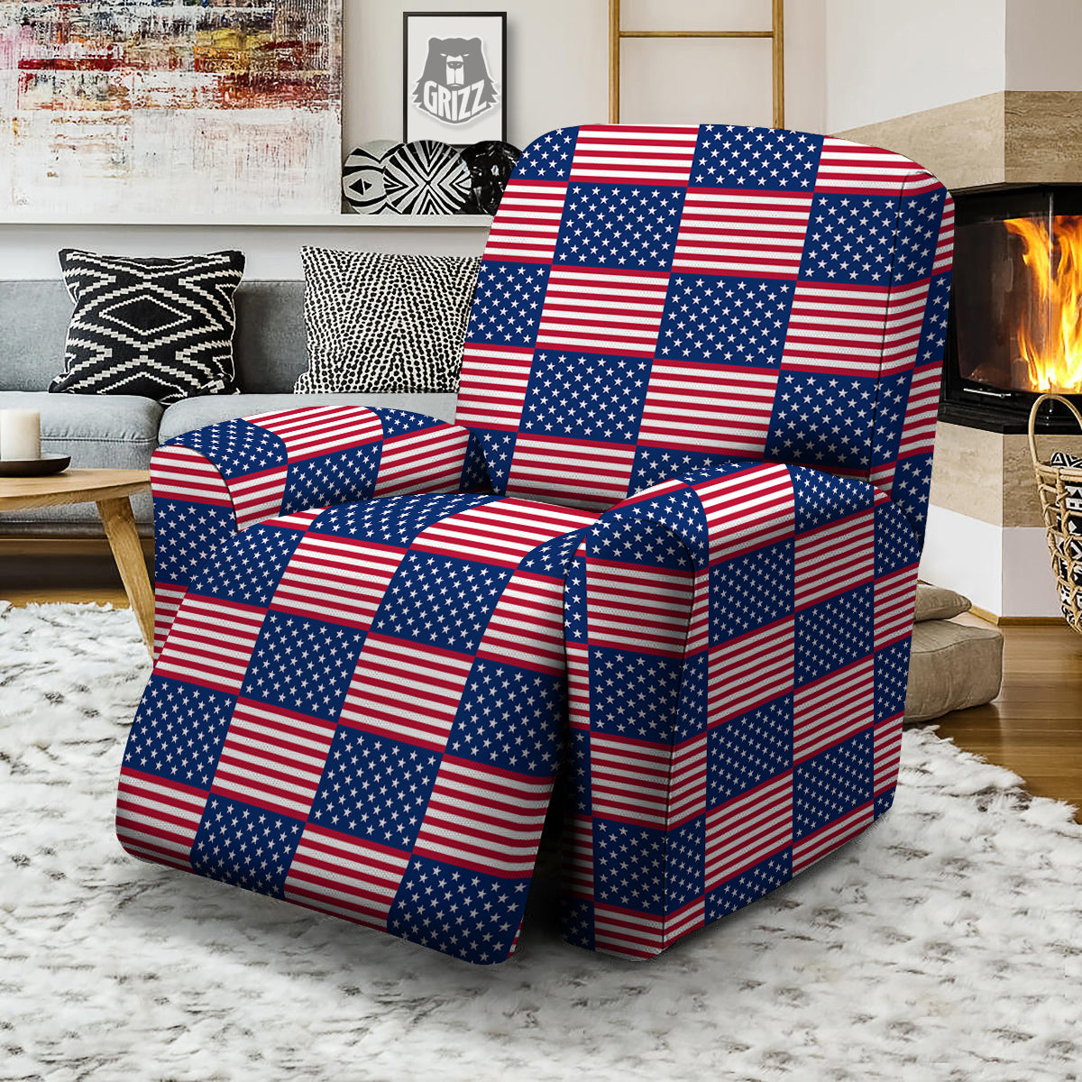 USA Flag 4th of July Print Pattern Recliner Slipcover-grizzshop