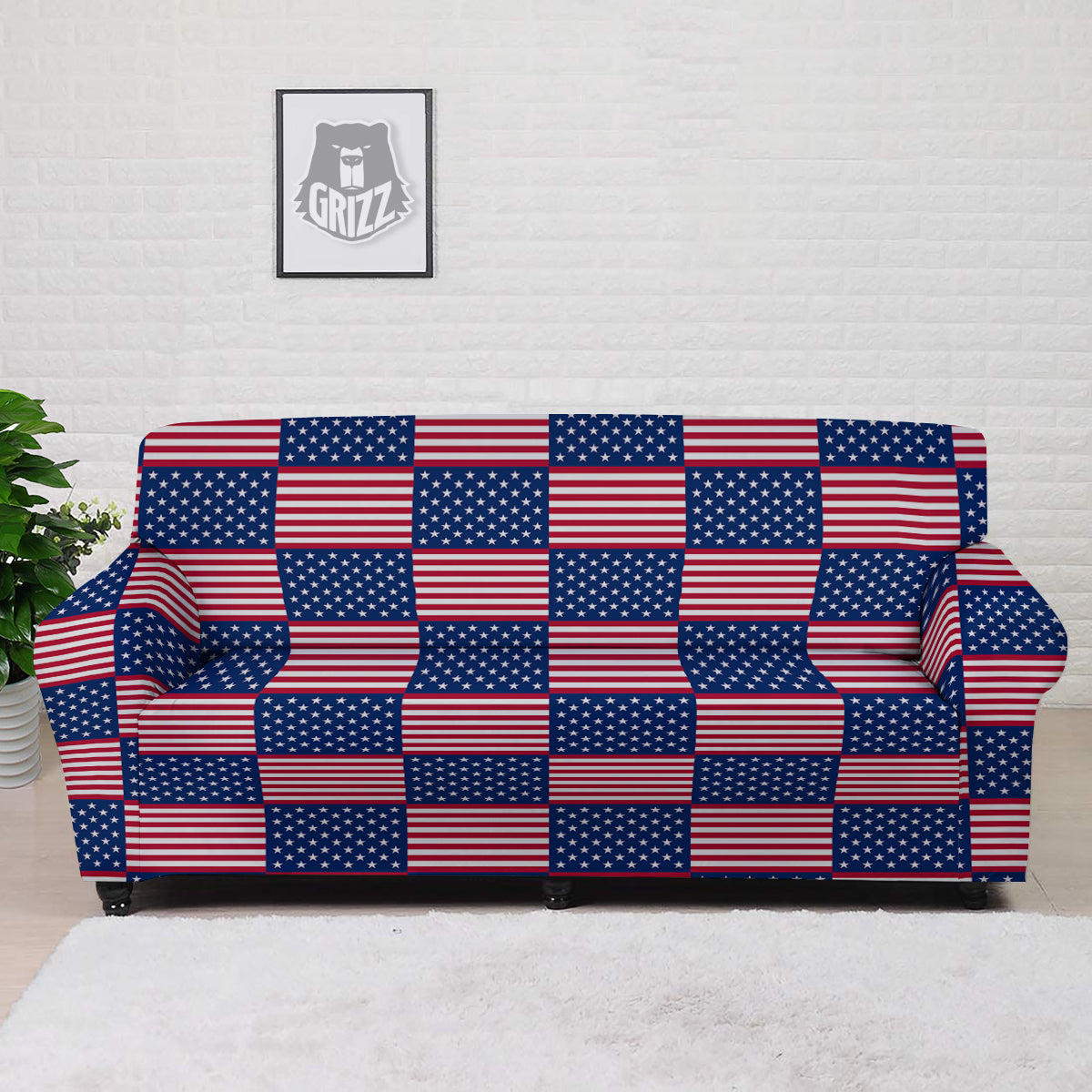 USA Flag 4th of July Print Pattern Sofa Cover-grizzshop