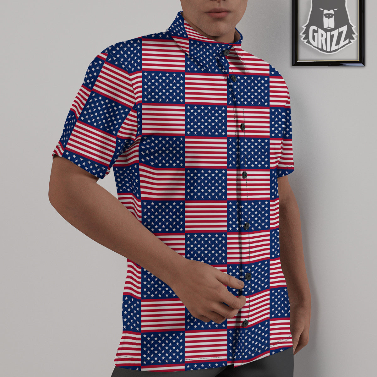 USA Flag 4th of July Print Pattern Untucked Shirts-grizzshop
