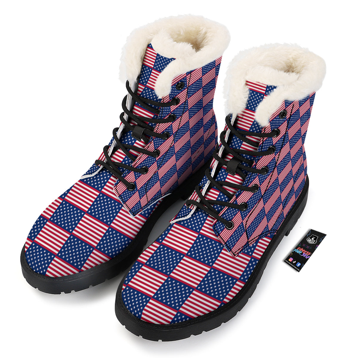 USA Flag 4th of July Print Pattern Winter Boots-grizzshop