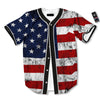 USA Flag Grunge Print Baseball Jersey-grizzshop