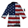 USA Flag Grunge Print Bathrobe-grizzshop