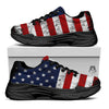 USA Flag Grunge Print Black Chunky Shoes-grizzshop