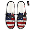 USA Flag Grunge Print Black Loafers-grizzshop