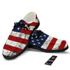 USA Flag Grunge Print Black Loafers-grizzshop