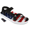 USA Flag Grunge Print Black Open Toe Sandals-grizzshop