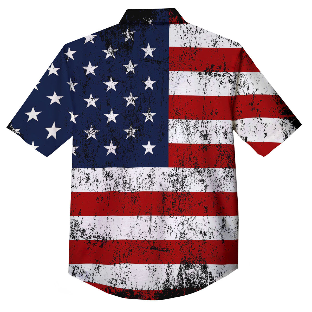 USA Flag Grunge Print Button Up Shirt-grizzshop